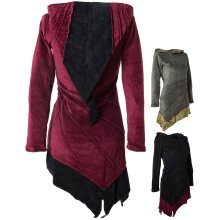 Vishes Kleid Samtkleid Elfenkleid Zipfelkapuze dunkelrot 42