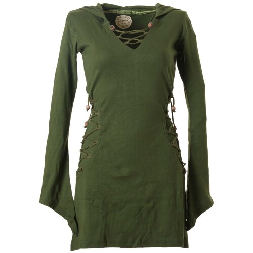 Vishes Elfenkleid mit Zipfelkapuze und Bändern zum Schnüren olive 40 (S)
