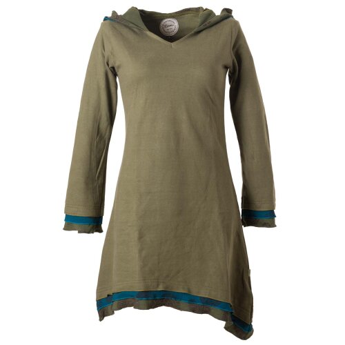 Vishes warmes Kleid Tunika Minikleid Zipfelkapuze Hoody Longshirt olive 34