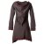 Vishes warmes Kleid Tunika Minikleid Zipfelkapuze Hoody Longshirt dunkelbraun 36-38