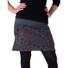 Vishes Warmer Fleece Rock mit aufgestickten Blumen grau 42