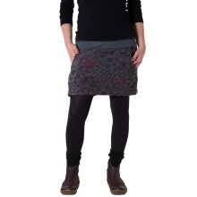 Vishes Warmer Fleece Rock mit aufgestickten Blumen grau 48