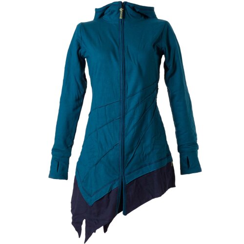 Vishes Jacke Zipfelkapuze Larp Mantel türkis-schwarz 36