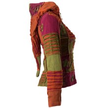 Vishes Jacke bestickt Patchwork Jacke Zipfelkapuze
