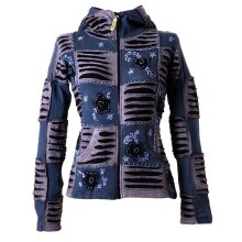 Vishes Jacke bestickt Patchwork Jacke Zipfelkapuze...