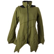 Vishes Patchwork Jacke FLeece Zipfelkapuze Hoodie olive 40