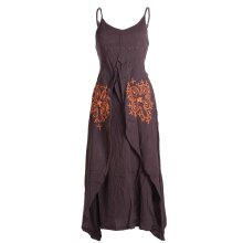 Vishes Lagenlook Kleid Träger braun mit Stickerei 40