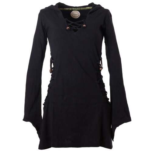 Vishes Elfenkleid mit Zipfelkapuze und Bändern zum Schnüren schwarz 50-52 (4XL)