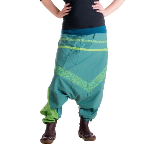 Vishes Haremshose Patchworkhose mit Druck und Stickereien