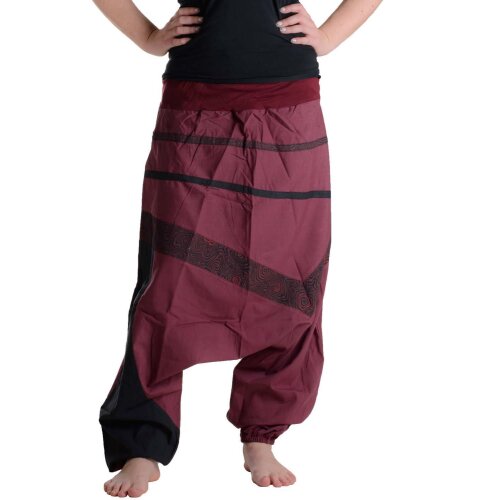 Vishes Haremshose Patchworkhose mit Druck und Stickereien dunkelrot 34/36