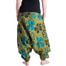 Vishes Hippie Haremshose mit Blumen olivegrün 38
