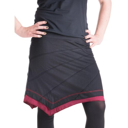 Vishes Mini Rock Lagenlook Goa Rock Elfen Larp Fairy Skirt Hippie schwarz-rot 34/36