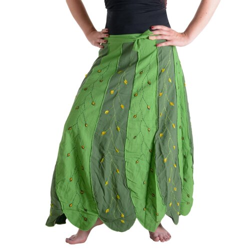 Vishes Wickelrock langer Rock Boho chic grün