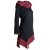 Vishes Kleid warm Tunika Longsleeve mit großem Kragen schwarz-rot 38