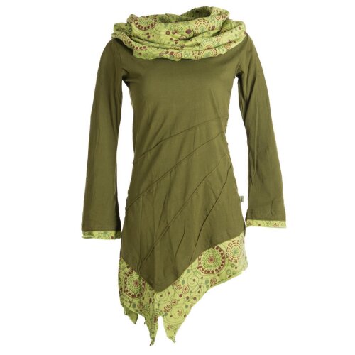 Vishes Kleid warm Tunika Longsleeve mit großem Kragen olive 46