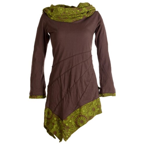 Vishes Kleid warm Tunika Longsleeve mit großem Kragen dunkelbraun 44