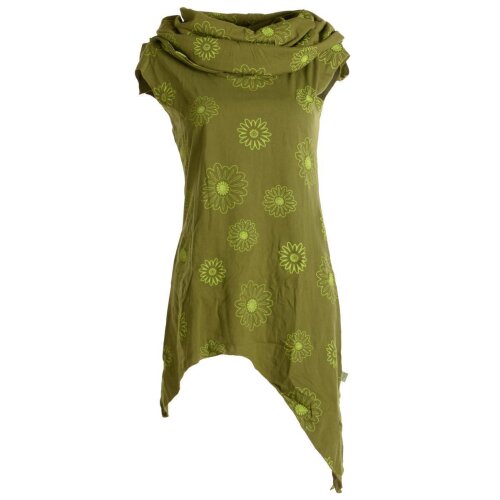 Vishes Kleid warm Tunika asymmetrisch mit großem Kragen olive 48