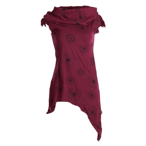 Vishes Kleid warm Tunika asymmetrisch mit großem Kragen dunkelrot 44