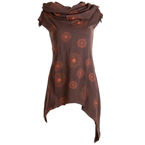 Vishes Kleid warm Tunika asymmetrisch mit großem Kragen dunkelbraun 46