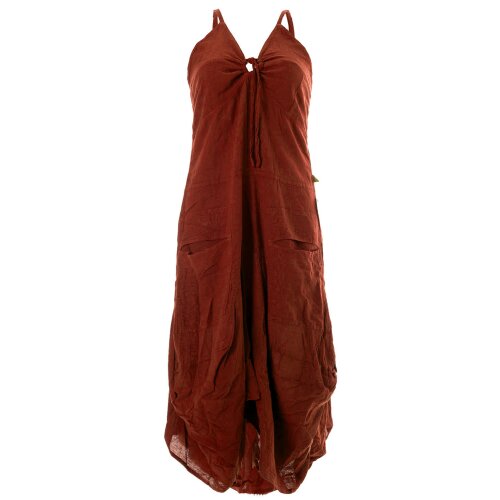 Vishes Lagenlook Ballonkleid mit verstellbaren Trägern hellbraun 34-36