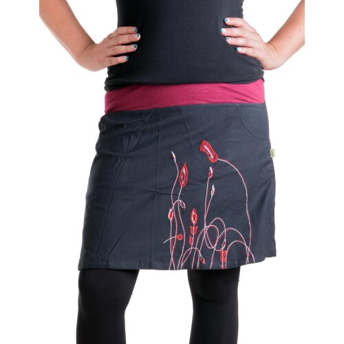 Vishes Mini Rock bestickt Goa Rock Hippie Cacheur schwarz-rot 38