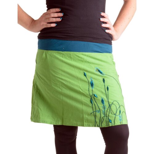 Vishes Mini Rock bestickt Goa Rock Hippie Cacheur hellgrün-grün 38