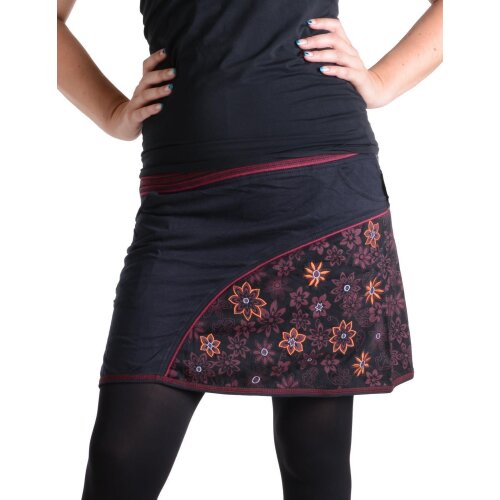 Vishes Mini Rock bestickt Goa Rock Hippie Cacheur schwarz-rot 44