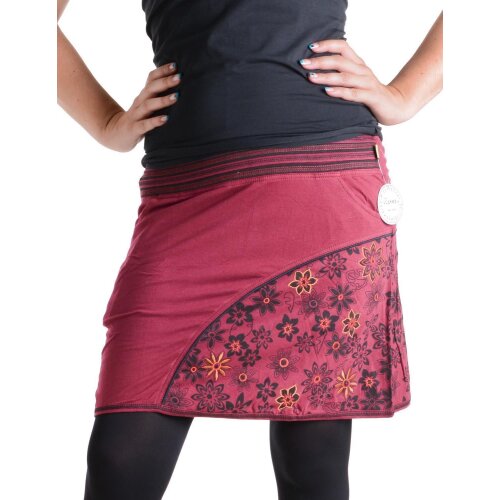 Vishes Mini Rock bestickt Goa Rock Hippie Cacheur dunkelrot 36