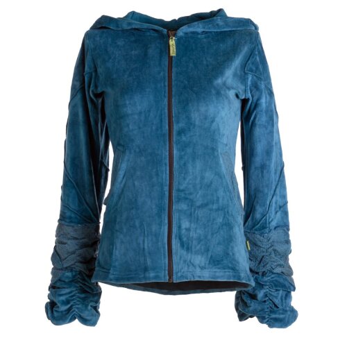 Vishes Samtjacke Hoodie Elfenjacke Samt Hoody türkis 36