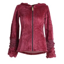 Vishes Samtjacke Hoodie Elfenjacke Samt Hoody dunkelrot...
