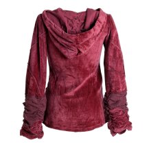 Vishes Samtjacke Hoodie Elfenjacke Samt Hoody dunkelrot 40