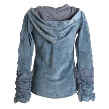 Vishes Samtjacke Hoodie Elfenjacke Samt Hoody grau 38