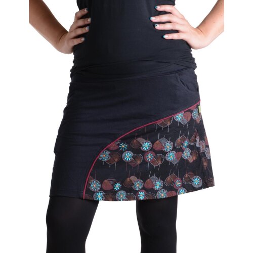 Vishes Mini Rock bestickt Goa Rock Hippie Cacheur schwarz-rot 34/36