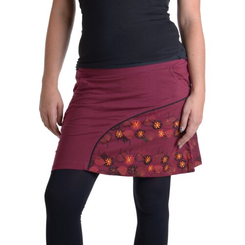 Vishes Mini Rock bestickt Goa Rock Hippie Cacheur dunkelrot 42