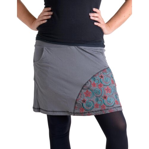 Vishes Mini Rock bestickt Goa Rock Hippie Cacheur grau 40