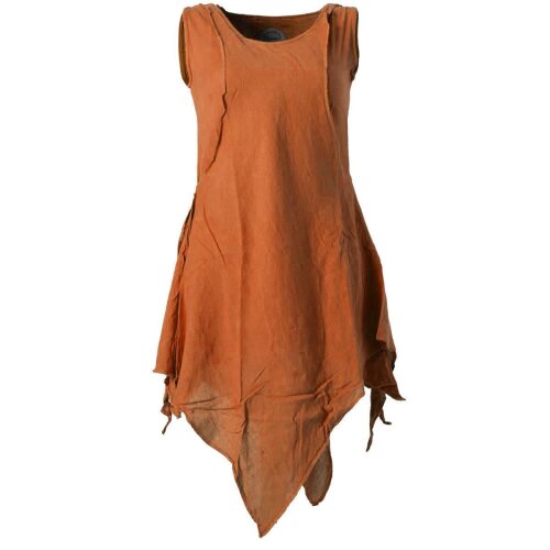 Vishes Zipfeliges Lagenlook Shirt Tunika aus handgewebter Baumwolle - im Used-Look orange 44-46
