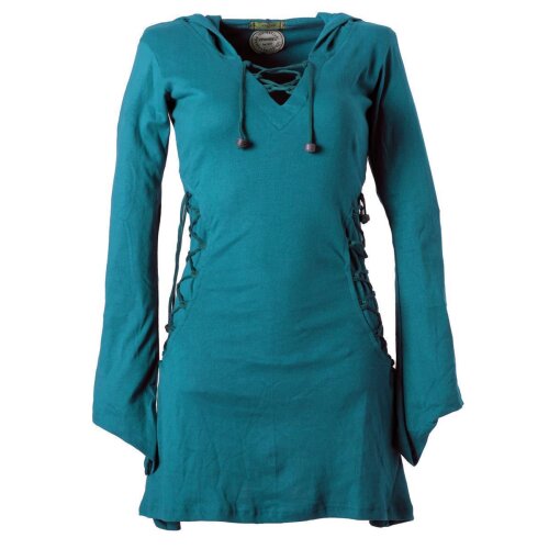 Vishes Elfenkleid mit Zipfelkapuze und Bändern zum Schnüren türkis 46 (XL)
