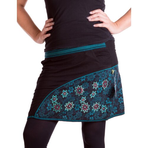 Vishes Mini Rock bestickt Goa Rock Hippie Cacheur schwarz-türkis 40