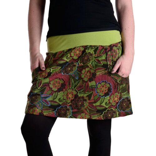 Vishes Warmer Damen Winterrock Taschenrock aus Fleece hellgrün-grün 38-40