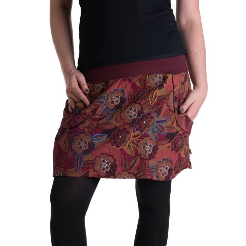 Vishes Warmer Damen Winterrock Taschenrock aus Fleece dunkelrot 36-38