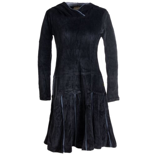 Vishes warmes Kleid Tunika Minikleid Samtshirt Hoody Longshirt schwarz 42