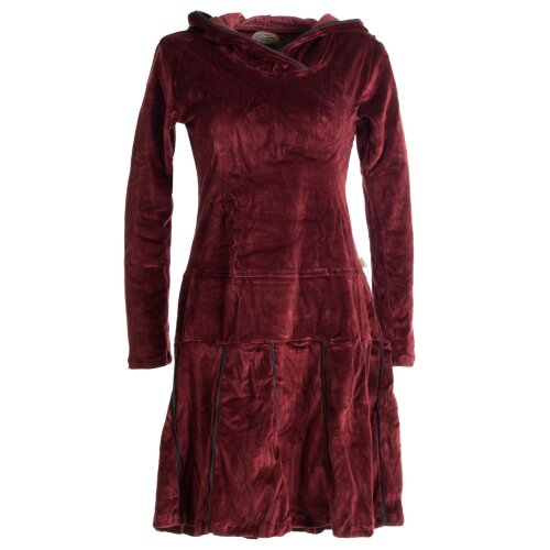 Vishes warmes Kleid Tunika Minikleid Samtshirt Hoody Longshirt dunkelrot 36-38