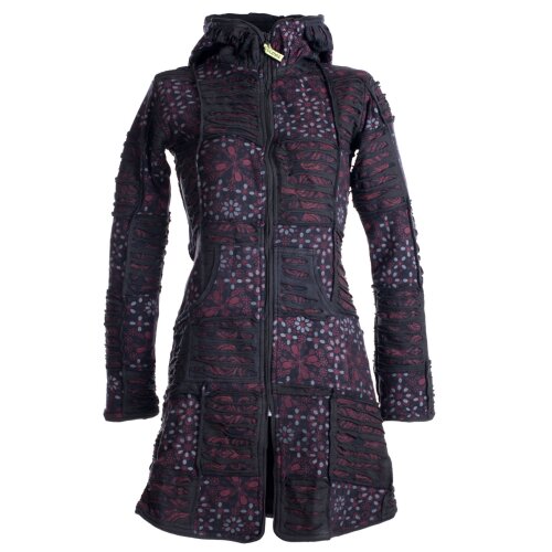 Vishes Mantel Jacke Cutwork Fleece warme Jacke schwarz 36