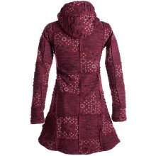 Vishes Mantel Jacke Cutwork Fleece warme Jacke dunkelrot 38