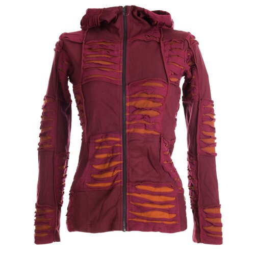 Vishes Goa Jacke Hoodie Zipfelkapuze Sweatjacke dunkelrot-orange 46