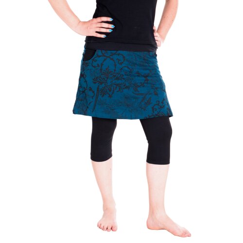 Vishes - Damen Mini Rock mit kurzer Hose drunter Schwarz-Türkis 40