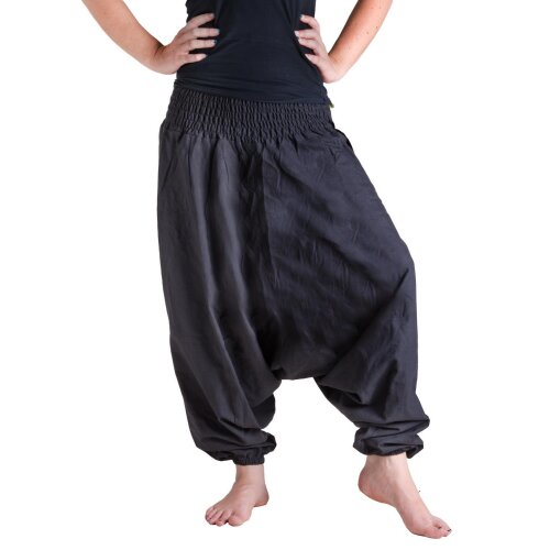 Vishes Haremshose Pluderhose mit einfarbigem Bund 36 bis 44 schwarz