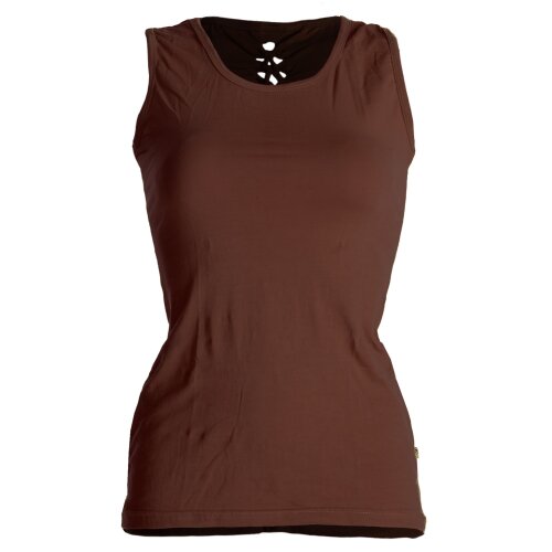 Vishes Dehnbares Sommer Shirt mit Cutwork auf dem Rücken braun 44