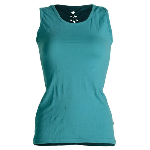Vishes Dehnbares Sommer Shirt mit Cutwork auf dem Rücken türkis 44