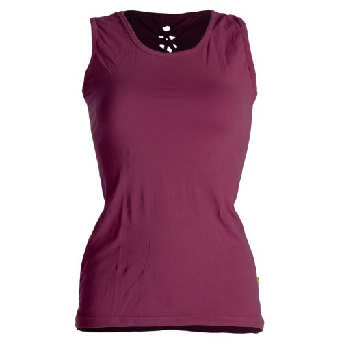 Vishes Dehnbares Sommer Shirt mit Cutwork auf dem Rücken dunkelrot 34-36